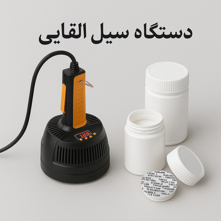 دستگاه سیل القایی دستی کنار بطریهای پلاستیکی با درب و فویل سیل القایی